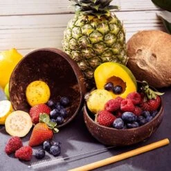 Ecowize Coconut Bowls (Set Van 3) - Kokosnoot Kom & Schaal - Met 3 Lepels, 3 Vorken En 8 Bamboe Rietjes - Zero Waste & Herbruikbaar - Duurzaam Cadeau -Tefal Winkel 1200x1200 861