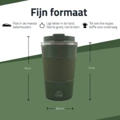 GOAT Outdoor RVS Koffiebeker To Go - Thermosbeker - Theebeker - Reisbeker - Lekvrij - 380ml - Groen -Tefal Winkel 1200x1200 897