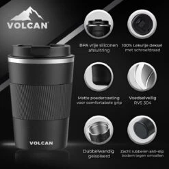 Volcan RVS Koffiebeker To Go Met Sleeve - Thermosbeker - Theebeker - Coffee - Zwart 18 Volcan RVS Koffiebeker To Go Met Sleeve - Thermosbeker - Theebeker - Coffee - Zwart -Tefal Winkel 1200x1200 938