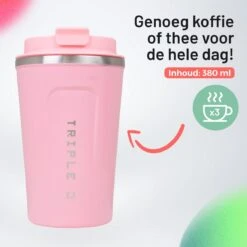 Triple J® Koffiebeker To Go - Thermosbeker - BPA & Lekvrij - 380ml - Roze -Tefal Winkel 1200x1200 991