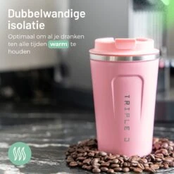 Triple J® Koffiebeker To Go - Thermosbeker - BPA & Lekvrij - 380ml - Roze -Tefal Winkel 1200x1200 993