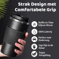 Mmoods Thermosbeker Voor Koffie En Thee 380ml - Koffiebeker To Go - Reisbeker Voor Auto - Herbruikbare Drinkfes Voor Warme En Koude Dranken - Ecologische Thermoskan Zwart Geschenk -Tefal Winkel 1200x1200 995