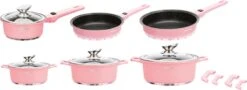 Swiss Pro+ | Set 14 Delige Pannenset | Inductie - Pannensets - Glazen Deksel - Met Afneembare Handgreep - Marmeren Interieur -PFAS-vrij | Pink -Tefal Winkel 1200x439 1