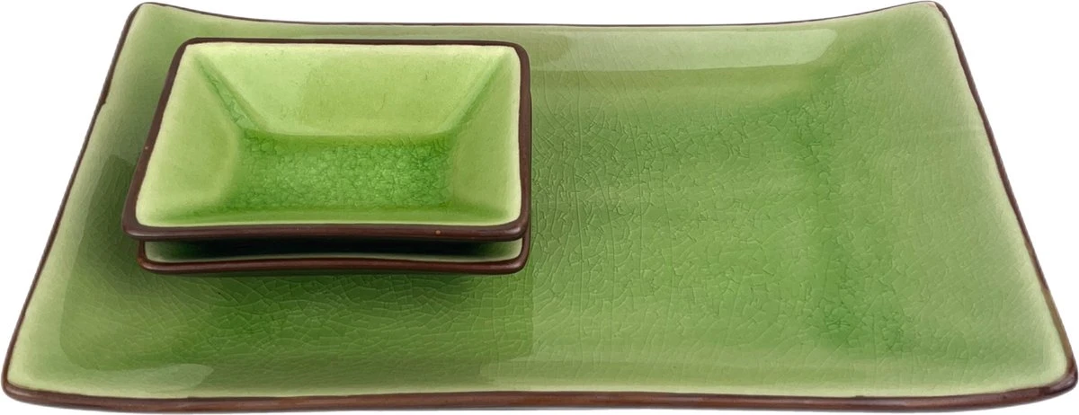 Sushi Servies Set 2 Personen | Groen | Luxe Sushi Servies | Handgemaakt | Sushi Bord En Schaaltjes | 2 Paar Chopsticks | Japanse Kwaliteit | Kirin Gumi Fine Collection | Keramiek | Vaatwasser Bestendig | 5-delig 5 Sushi Servies Set 2 Personen | Groen | Luxe Sushi Servies | Handgemaakt | Sushi Bord En Schaaltjes | 2 Paar Chopsticks | Japanse Kwaliteit | Kirin Gumi Fine Collection | Keramiek | Vaatwasser Bestendig | 5-delig - Afbeelding 3