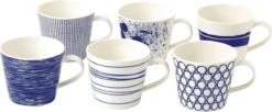 Royal Doulton Pacific - 6x Mok / Beker - Porselein - Wit / Blauw - 450 Ml - Set Van 6 Mokken -Tefal Winkel 1200x495 3