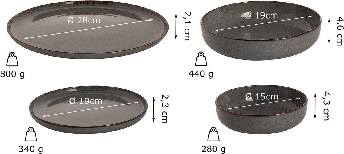 Palmer Serviesset Antigo Porselein 4-persoons 16-delig Blauw 5 Palmer Serviesset Antigo Porselein 4-persoons 16-delig Blauw - Afbeelding 3