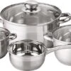 Michelino Pannenset Inductie 7-Delig - Glazendeksels - RVS Pannen - Steelpan/Kookpannen - Zilver -Tefal Winkel 1200x577