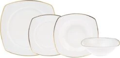 Karaca Adelia -24 Delig-voor 6 Personen -porselein -gouden Half Vierkant Serviesset-goud&wit -Tefal Winkel 1200x579 5
