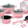 Royalty Line - Set Lot 14-delige Pannenset Inductie - Glazen Deksel - Met Afneembare Handgreep - Marmeren Interieur -PFAS-vrij - Roze Kleur -Tefal Winkel 1200x612 4