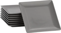 Lite-Body Hermes Gebaksbordjes - Set Van 8 Stuks - Ø16 Cm - Grijs Mat