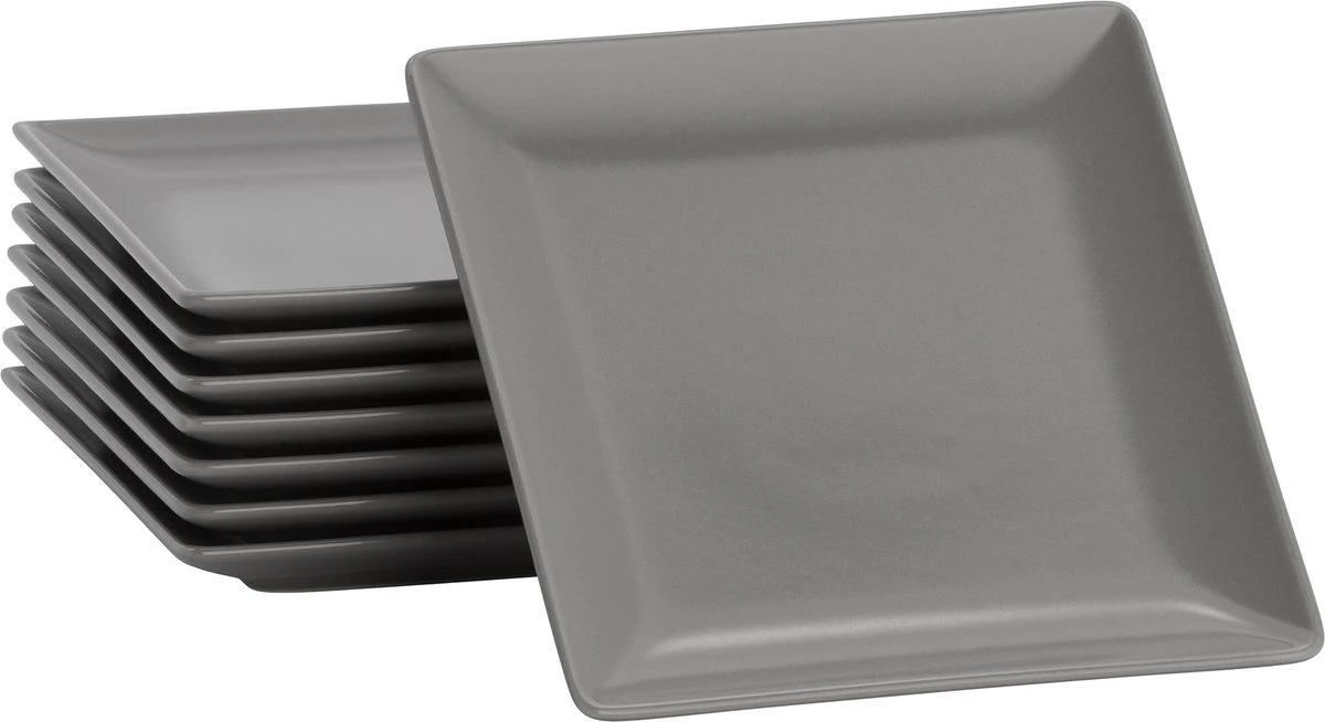 Lite-Body Hermes Gebaksbordjes - Set Van 8 Stuks - Ø16 Cm - Grijs Mat 3 Lite-Body Hermes Gebaksbordjes - Set Van 8 Stuks - Ø16 Cm - Grijs Mat