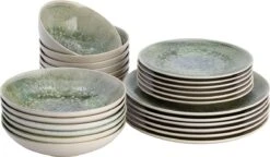 Lite-Body Serviesset Hermes - Groen Grijs Reliëf - 6 Personen - 24 Delig