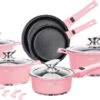 Swiss Pro+ | Set 14 Delige Pannenset | Inductie - Pannensets - Glazen Deksel - Met Afneembare Handgreep - Marmeren Interieur -PFAS-vrij | Pink -Tefal Winkel 1200x729