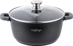 Cheffinger Pannenset 6-delig - Inductie - Met Deksels - Zwart - Koudgrepen - Ø20, 24 & 28 Cm -Tefal Winkel 1200x755 2