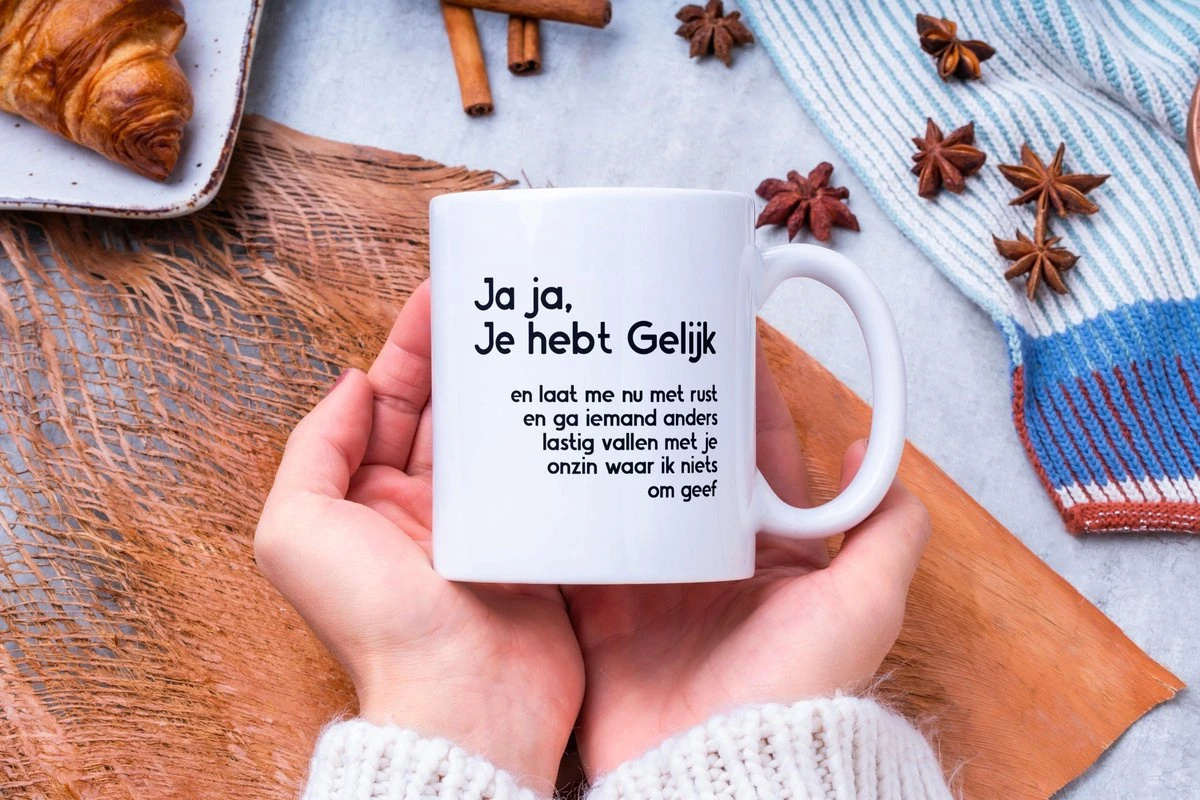 Grappige Mok Met Tekst: Jaja Je Hebt Gelijk | Grappige Cadeaus | Koffiemok | Koffiebeker | Theemok | Theebeker 7 Grappige Mok Met Tekst: Jaja Je Hebt Gelijk | Grappige Cadeaus | Koffiemok | Koffiebeker | Theemok | Theebeker - Afbeelding 5