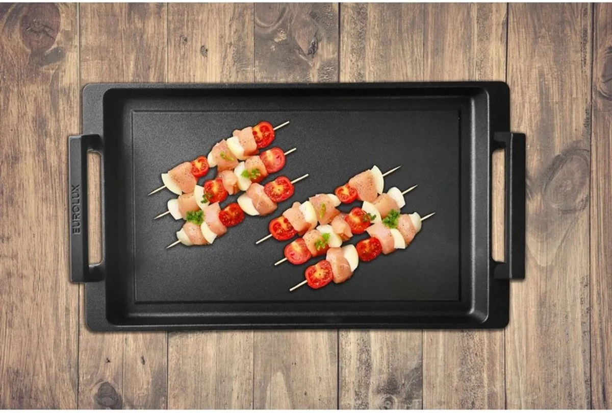 Eurolux Teppanyaki Plaat Met Grepen - 41 X 24 X 2.5 Cm - Zwart - Aluminium - Geschikt Voor Alle Warmtebronnen 6 Eurolux Teppanyaki Plaat Met Grepen - 41 X 24 X 2.5 Cm - Zwart - Aluminium - Geschikt Voor Alle Warmtebronnen - Afbeelding 4