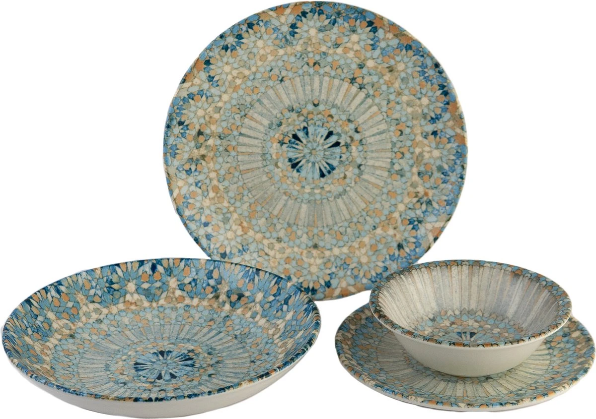 Bonna Serviesset - Luca Mosaic - 24 Delig - 6 Persoons - Porselein 4 Bonna Serviesset - Luca Mosaic - 24 Delig - 6 Persoons - Porselein - Afbeelding 2