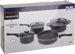 Redcliffs 4-delige Pannenset - Met 3 Glazen Deksels - Anti-Aanbaklaag - Camping/ Kamperen - Steelpannen, Hapjespan, Kookpan -Tefal Winkel 1200x858