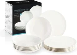 Villeroy & Boch, Vivo 19-5254-7611 Tafelservies Voor Maximaal 6 Personen, 12 Stuks, Premium Porselein, Wit -Tefal Winkel 1200x860 1