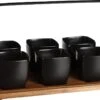 Mica Decorations - Luxe Tapas Set - 6 Zwarte Tapas Schaaltjes Op Houten Tapasplank - Servies - Borrelplank Olijfhout -Tefal Winkel 1200x866 1