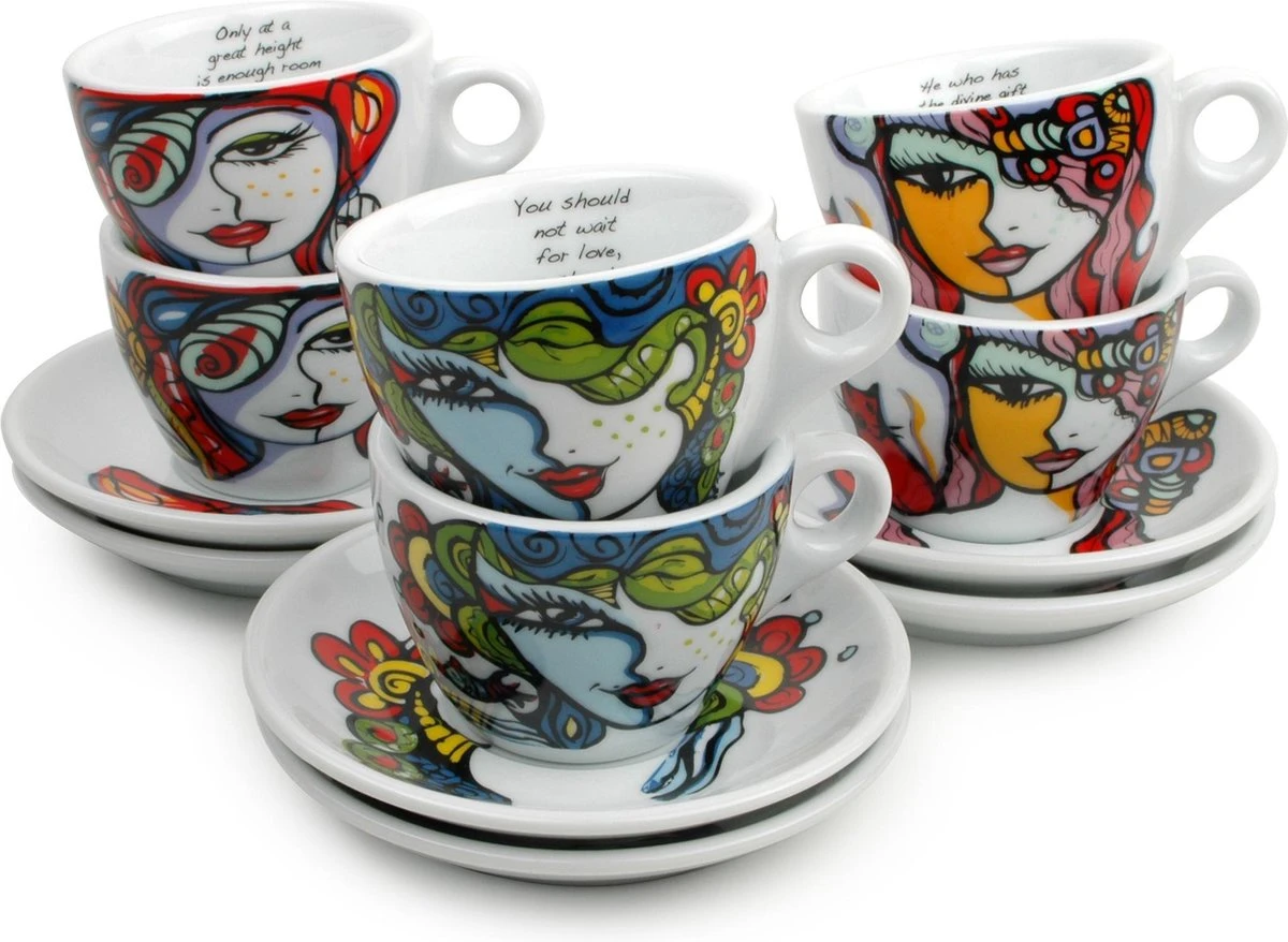 Josien Broeren - Kop 0,16 Liter Met Schotel - Porselein - Set Van 6 3 Josien Broeren - Kop 0,16 Liter Met Schotel - Porselein - Set Van 6