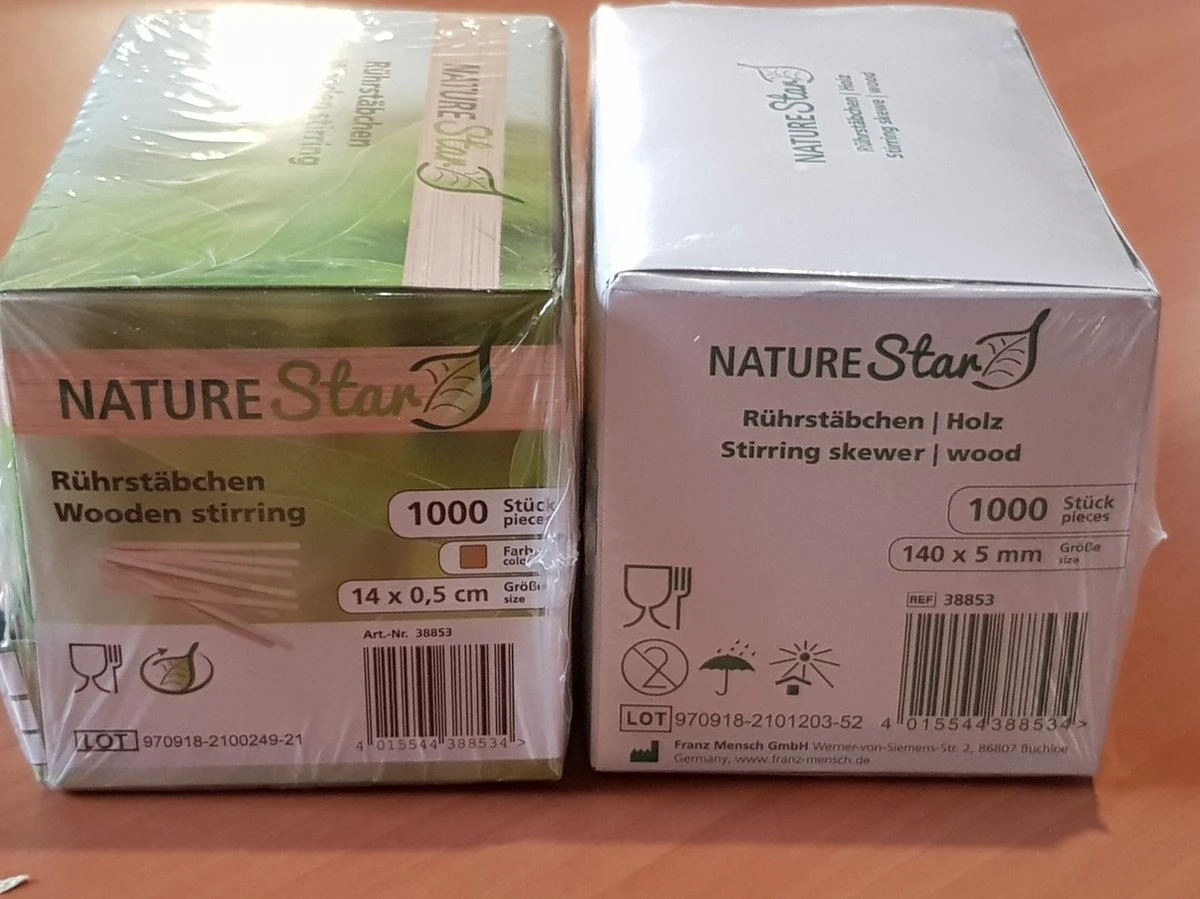 Merkloos NatureStar Wegwerp Houten Roerstaafjes 14 Cm BIO 1000 Stuks In Handige Hygiënische (dispenser)doos 5 Merkloos NatureStar Wegwerp Houten Roerstaafjes 14 Cm BIO 1000 Stuks In Handige Hygiënische (dispenser)doos - Afbeelding 3