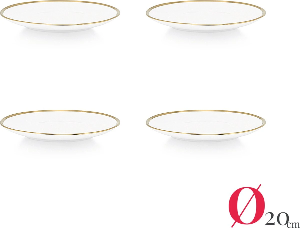 Vtwonen Serviesset - Wit-Goud - Porselein - 24-delig 15 Vtwonen Serviesset - Wit-Goud - Porselein - 24-delig - Afbeelding 13