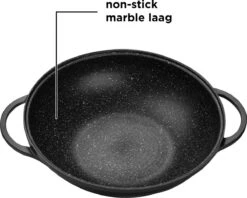 BIKO - Wokpan Ø 36 Cm - Marmeren Coating - Glazen Deksel - Wadjan - Zwart 11 BIKO - Wokpan Ø 36 Cm - Marmeren Coating - Glazen Deksel - Wadjan - Zwart -Tefal Winkel 1200x960