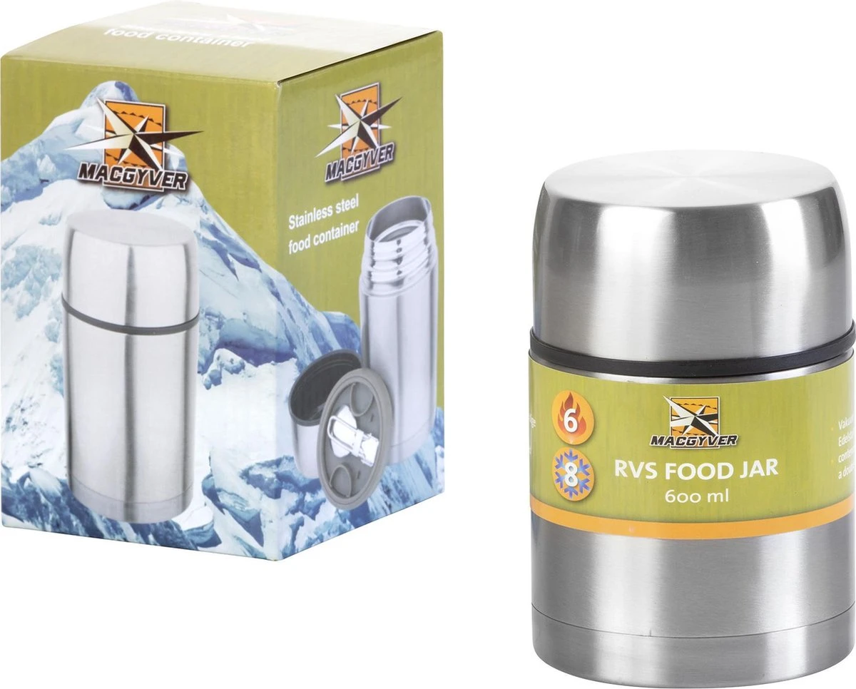 MacGyver Voedselcontainer 600ML - Thermoskan Rvs - Onbreekbaar - 16cm 9 MacGyver Voedselcontainer 600ML - Thermoskan Rvs - Onbreekbaar - 16cm - Afbeelding 7