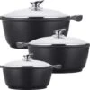 Kookkunst Holland Pannenset Inductie Met Deksels Zwart - Koudgrepen Ø 20, 24 & 28 Cm - 3 Delige -Tefal Winkel 1200x972