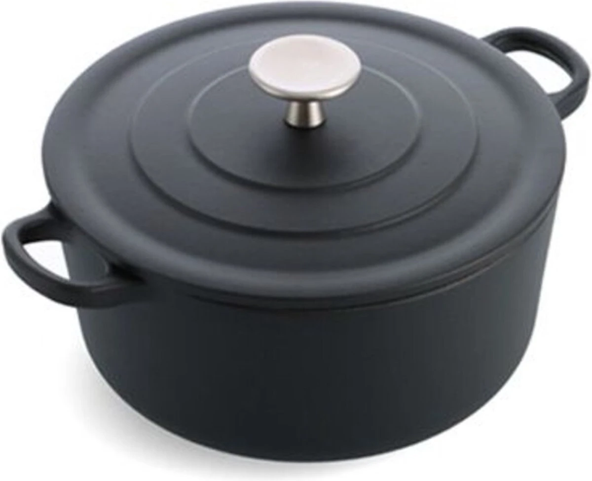 Royal Van Kempen & Begeer - Hoge Braadpan - 22cm - Mat Gietijzer Braadpan Met Stevige Grepen En Roestvrijstalen Knop - Kan In De Oven Tot 260 Graden Celsius (inclusief Deksel) - Geschikt Voor Alle Warmtebronnen Inclusief Inductie 4 Royal Van Kempen & Begeer - Hoge Braadpan - 22cm - Mat Gietijzer Braadpan Met Stevige Grepen En Roestvrijstalen Knop - Kan In De Oven Tot 260 Graden Celsius (inclusief Deksel) - Geschikt Voor Alle Warmtebronnen Inclusief Inductie - Afbeelding 2