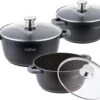 Cheffinger Pannenset 6-delig - Inductie - Met Deksels - Zwart - Koudgrepen - Ø20, 24 & 28 Cm -Tefal Winkel 1200x992