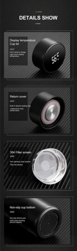 Slimme Thermosfles Met LCD Temperatuur Display - Curver Isolatiefles 0,5 Liter - Dubbelwandige Thermosfles - Thermosbeker - Isoleerfles - Thermoskan - Travel Mug - Bidon Drinkfles - Koffiebeker - Drinkflessen - RVS - Smart Thermos - Metaal -Tefal Winkel 369x1200