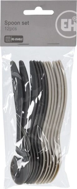 Excellent Houseware 12x Eierlepels Zwart/grijs Kunststof 14 Cm -Tefal Winkel 490x1200 2