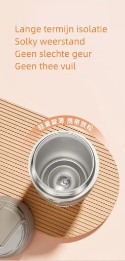 Floraweg Cup - Drinkbeker To GO- Lekvrij Dubbelwandig ,RVS 316, Thermosbeker Koffiebeker- Koffie En Thee - 400ml Zwart -Tefal Winkel 576x1200