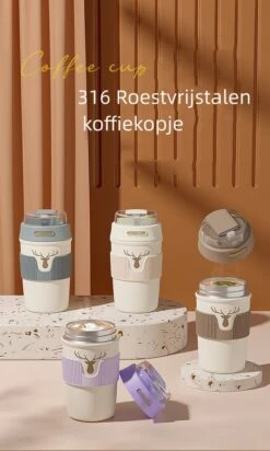 Floraweg Cup - Drinkbeker To GO- Lekvrij Dubbelwandig ,RVS 316, Thermosbeker Koffiebeker- Koffie En Thee - 400ml Zwart -Tefal Winkel 719x1200 1