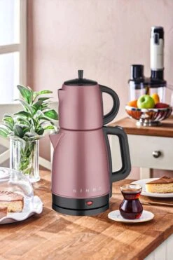 Sinbo - Elektrische Theemaker En Waterkoker – Turkse Theepot – Çaydanlik Set – Warmhoudfunctie – 1,7L – Roze -Tefal Winkel 800x1200 44
