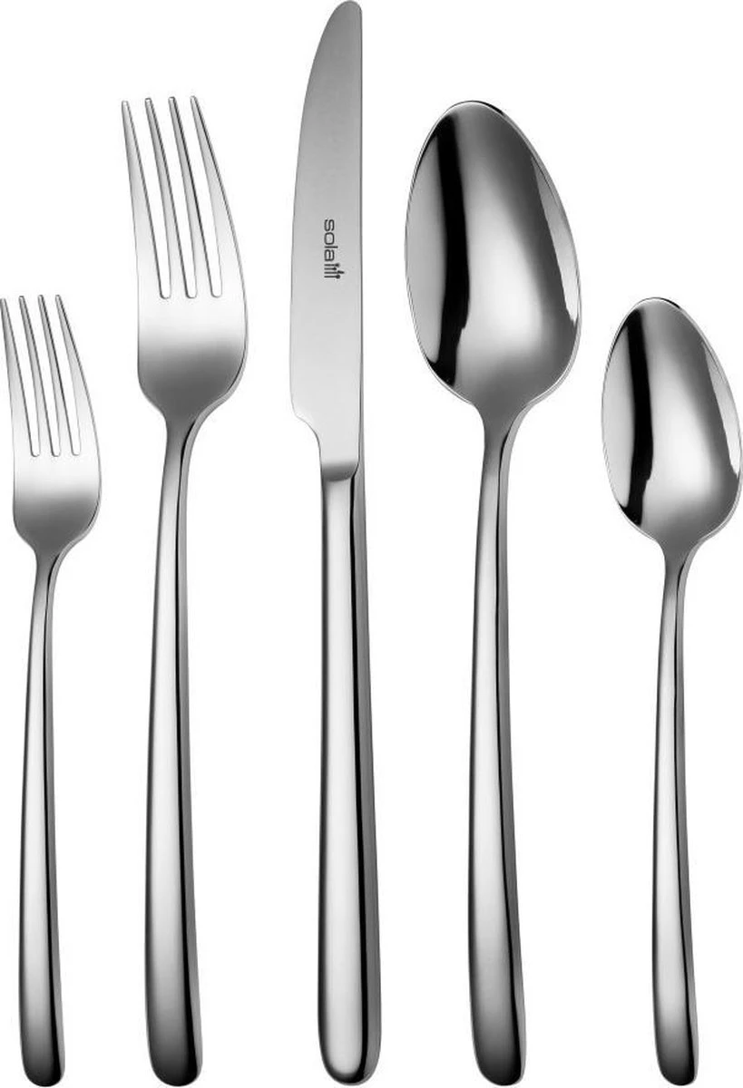 Sola Bestekset Donau - Modern - 12 Persoons - 64 Delig - Zilverwit Edelstaal 18/10 - RVS - Zilver 3 Sola Bestekset Donau - Modern - 12 Persoons - 64 Delig - Zilverwit Edelstaal 18/10 - RVS - Zilver