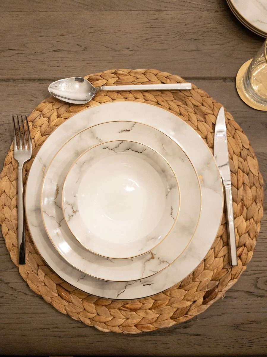 Selinex Porselein Serviesset Wit Marmer Goud 25-delig 3 Selinex Porselein Serviesset Wit Marmer Goud 25-delig