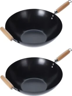 Wok Carbon Staal Ø35cm Houten Handgreep Wokpannen -Tefal Winkel 907x1200