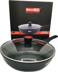 Marble Coating Wokpan Inductie - Met Glazen Deksel - Zwart - 30 Cm -Tefal Winkel 961x1200